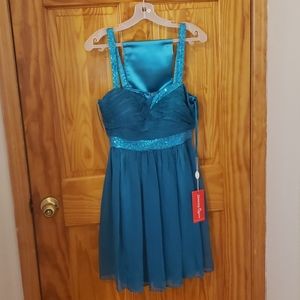 Turquoise Party dress with sequin.